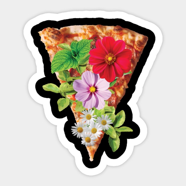 A Slice of Floral Pizza Sticker by XOZ